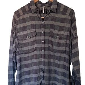 Free People Plaid Button Up Long Sleeve Size Small